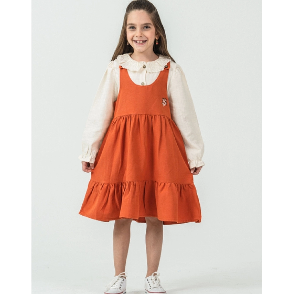 KIZ BEBE GÖMLEK DETAYLI TARÇIN ELBİSE