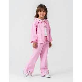 KIZ BEBE NAKIŞ DETAYLI CEKET VE PANTOLON TAKIMI 3'LÜ