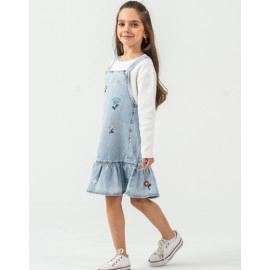 KIZ BEBE NAKIŞ DETAYLI SALOPET ELBİSE