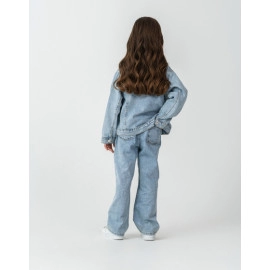 KIZ BEBE NAKIŞ DETAYLI DENİM CEKET 3'LÜ TAKIM