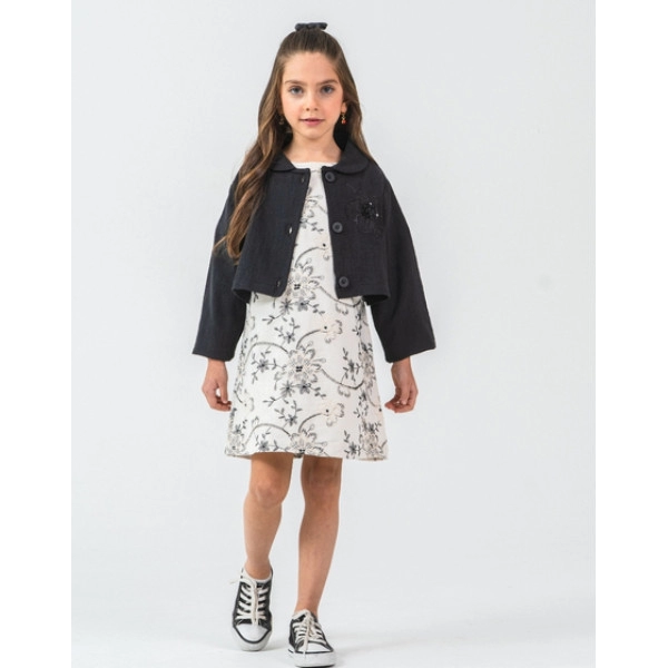 KIZ ÇOCUK SİYAH BOLERO CEKETLİ ELBİSE TAKIM
