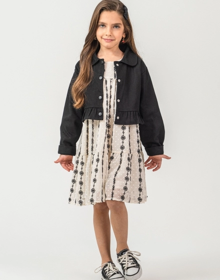 KIZ ÇOCUK SİYAH CEKET BEYAZ ELBİSE TAKIM