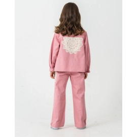 KIZ ÇOCUK PEMBE NAKIŞ DETAYLI 3'LÜ TAKIM