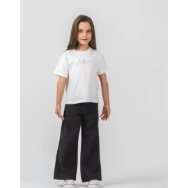 KIZ ÇOCUK DESENLİ CEKET BOL PAÇA PANTOLON 3'LÜ TAKIM