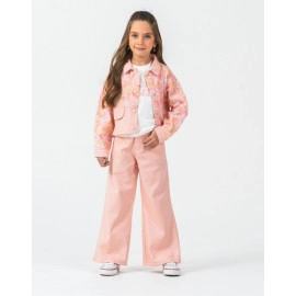 KIZ ÇOCUK PUDRA PEMBE BUKET DETAYLI 3'LÜ TAKIM