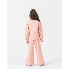 KIZ ÇOCUK PUDRA PEMBE BUKET DETAYLI 3'LÜ TAKIM