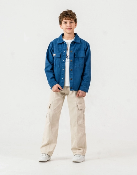 ERKEK ÇOCUK DENİM CEKET VE KARGO PANTOLON 3'LÜ TAKIM