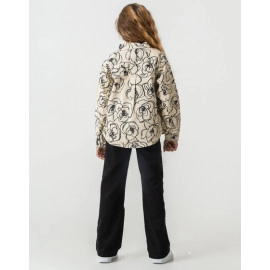 KIZ ÇOCUK ÇİÇEK DESENLİ CEKET VE SİYAH PANTOLON 3'LÜ TAKIM