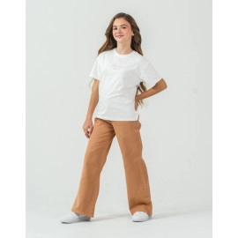 KIZ ÇOCUK DESENLİ CEKET VE CAMEL PANTOLON 3'LÜ TAKIM